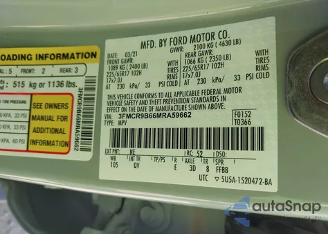 2021 Ford Bronco Sport Big Bend from USA, damaged, VIN 3FMCR9B66MRA59662